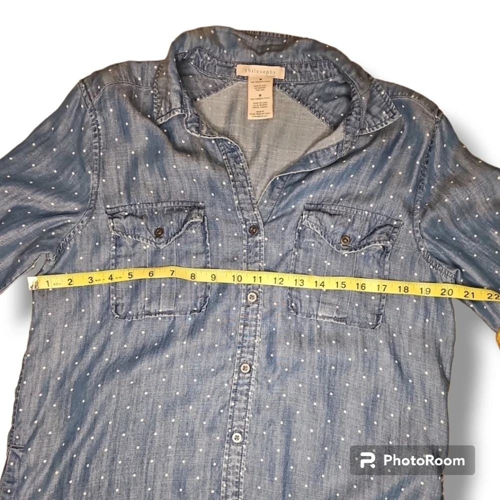 Med Philosophy polka dotted denim like shirt dress with pockets - Picture 5 of 9